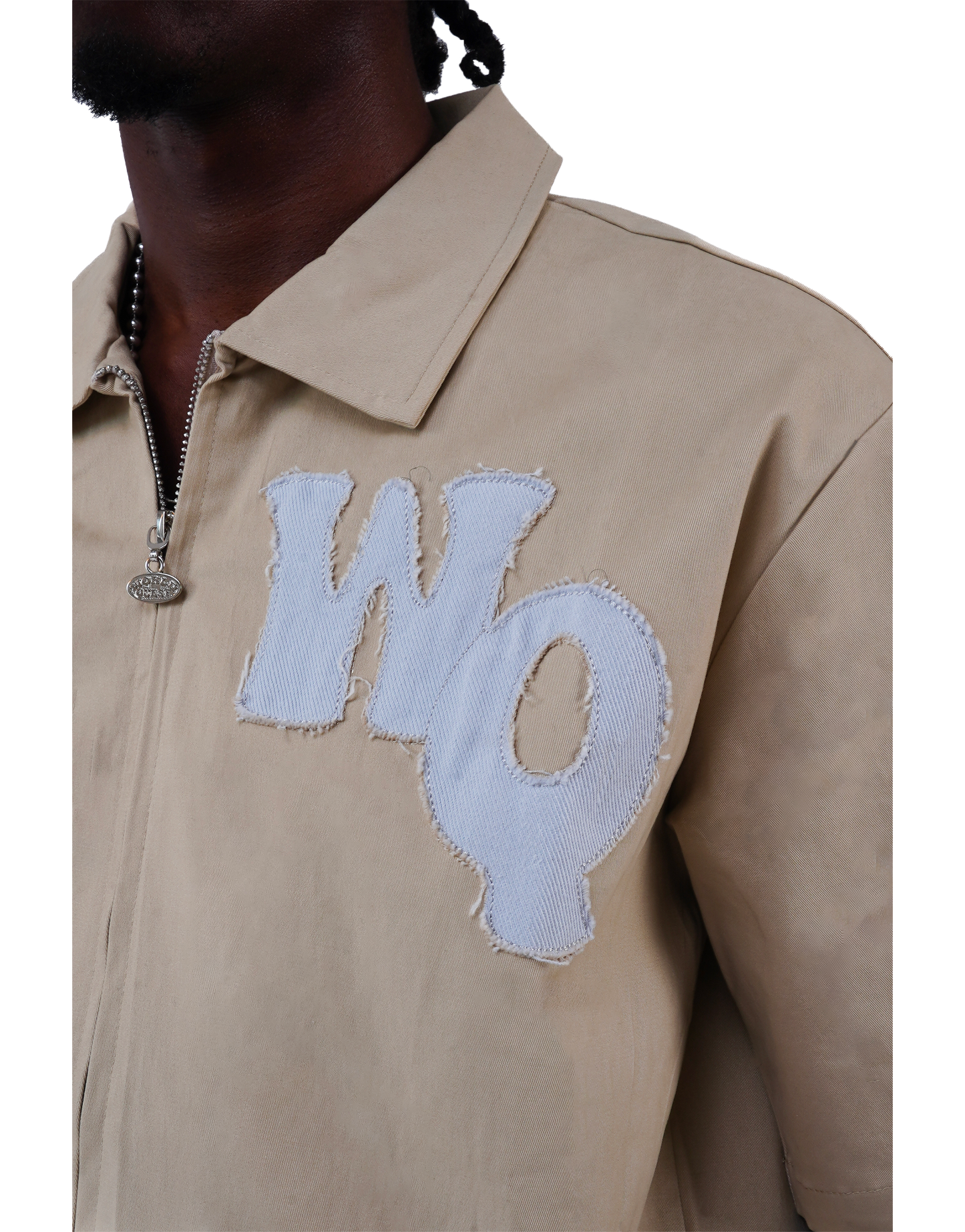 Zip à col beige