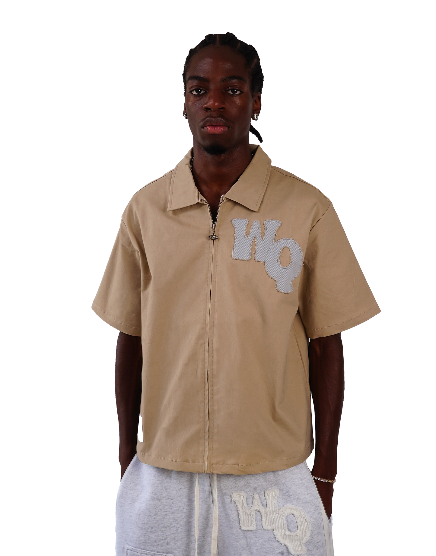 Zip à col beige