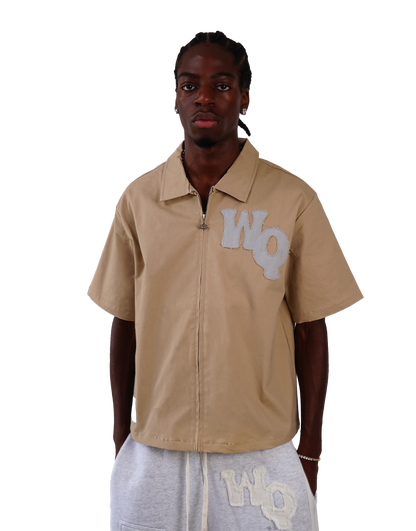 Zip à col beige