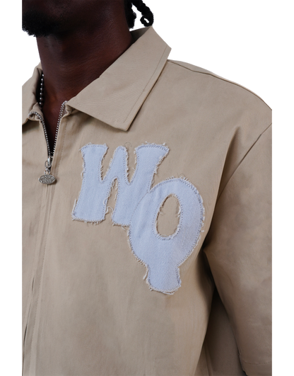 Zip à col beige
