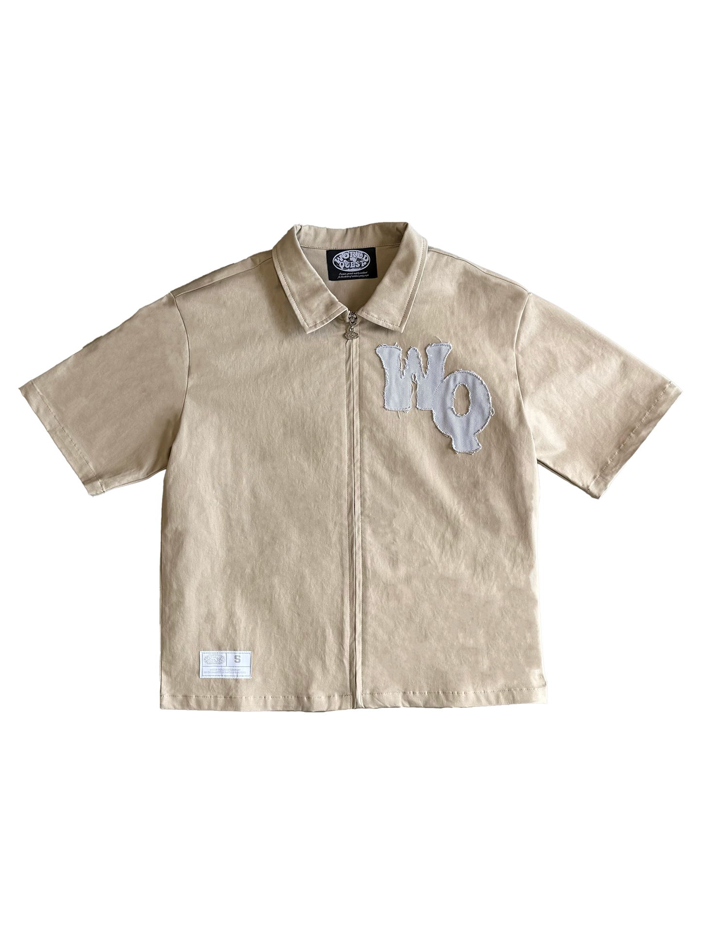 Zip à col beige